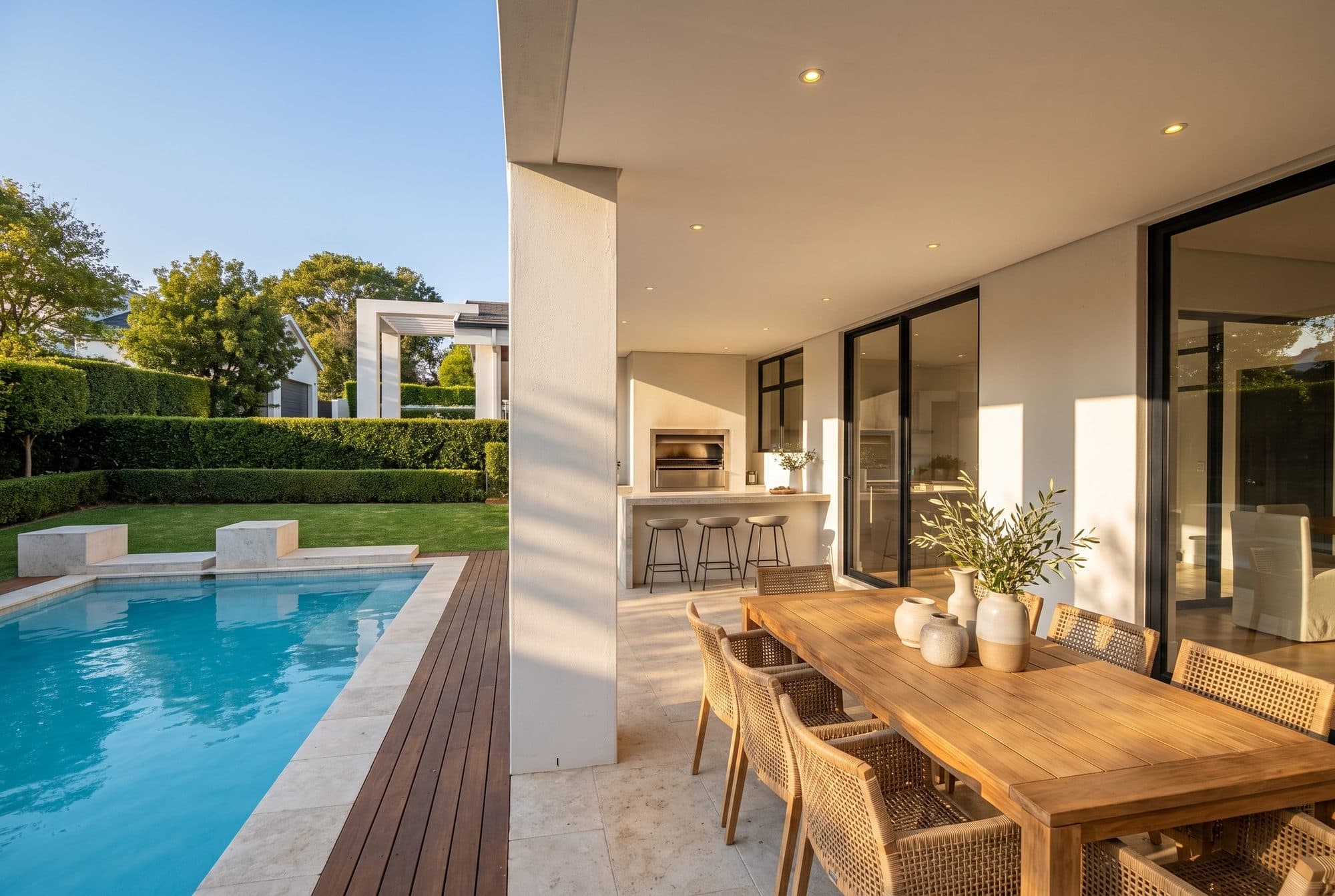 Covered patio, braai and bar
