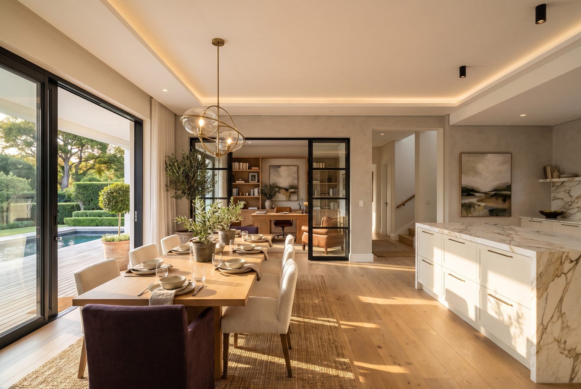 Dining room, with the study beyond