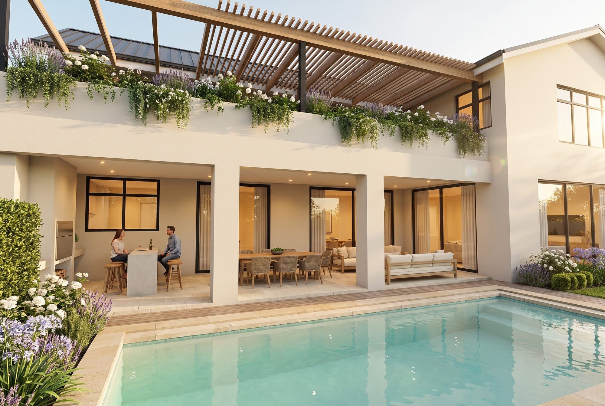 The covered patio, braai and bar